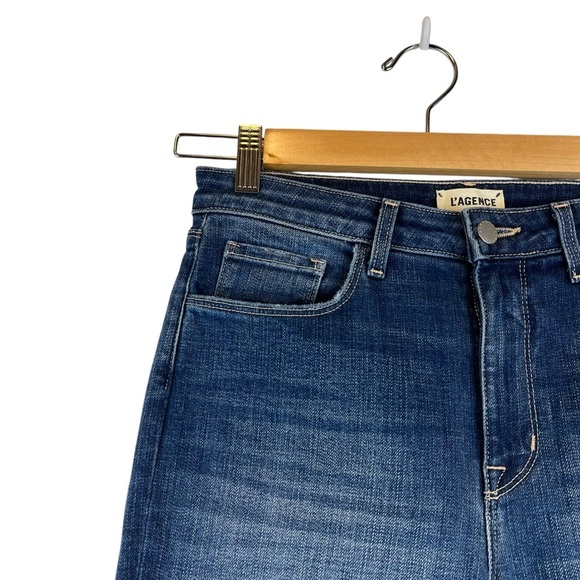 L'AGENCE High Line  High Rise Jeans Medium Blue Fitted Stretchy Cotton Blend 27 - Picture 4 of 12